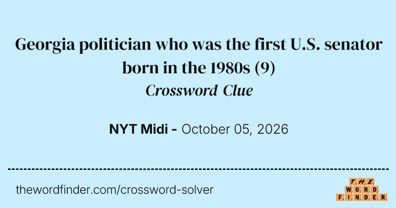 Georgia politician who was the first U.S. senator born in the 1980s crossword clue image