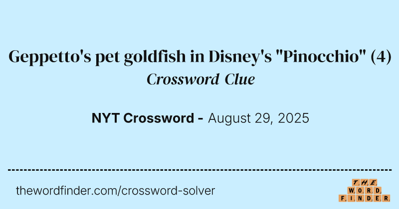 Geppetto's pet goldfish in Disney's "Pinocchio" crossword clue image