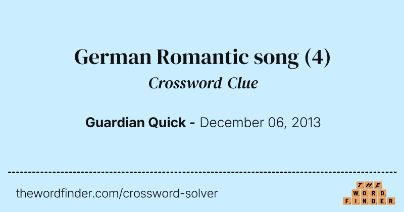 German Romantic song crossword clue image