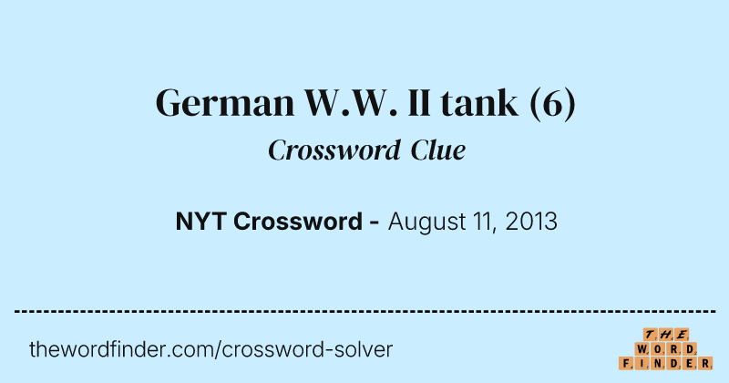 German W.W. II tank crossword clue image