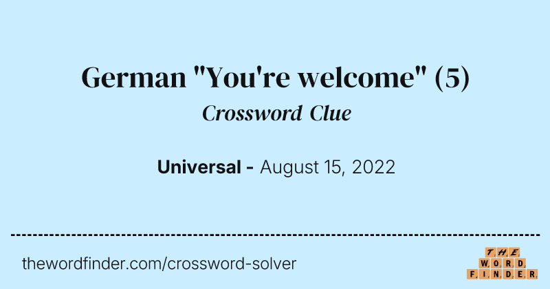 German "You're welcome" crossword clue image