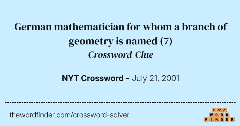German mathematician for whom a branch of geometry is named crossword clue image