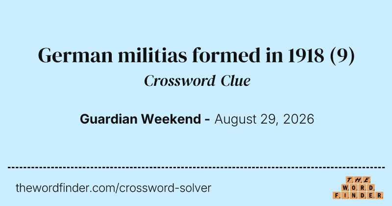 German militias formed in 1918 crossword clue image