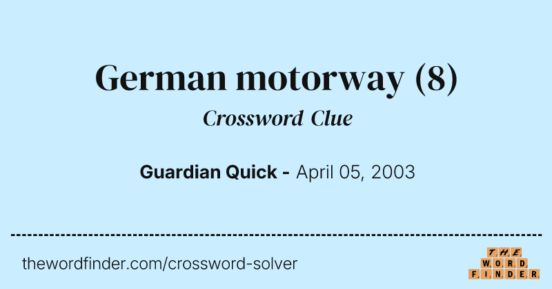German motorway crossword clue image