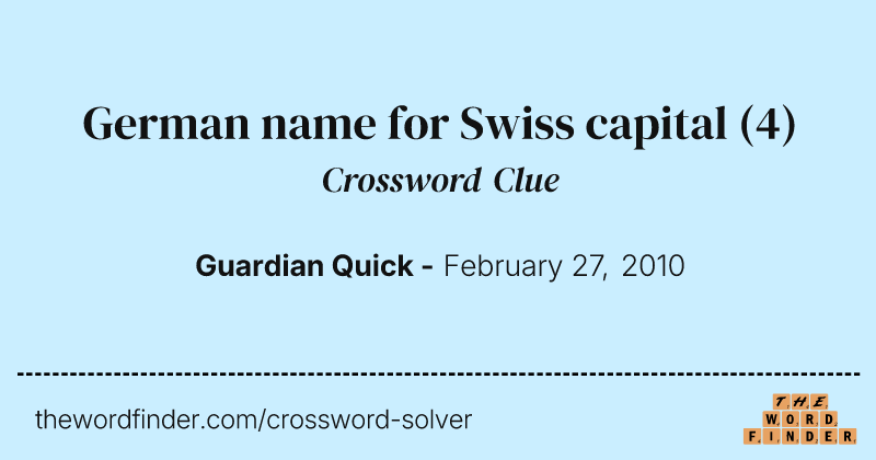 German name for Swiss capital crossword clue image