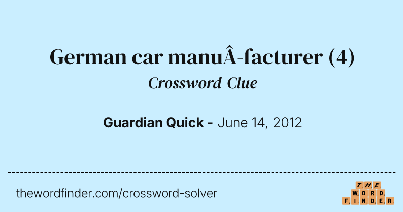German car manufacturer crossword clue image