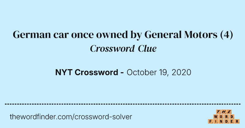 German car once owned by General Motors crossword clue image