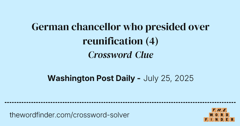 German chancellor who presided over reunification crossword clue image