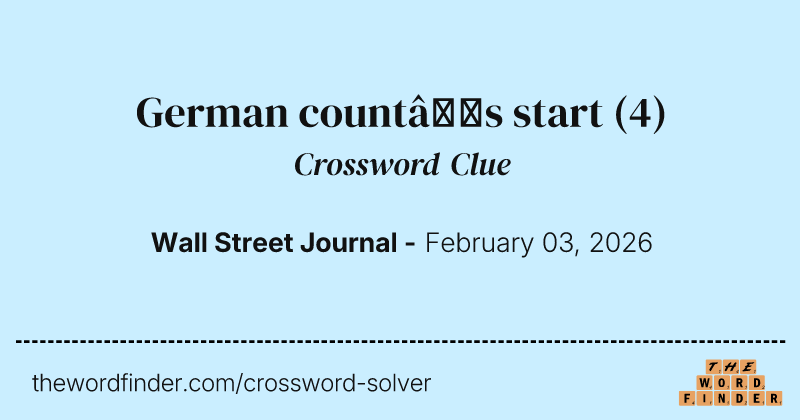 German count’s start crossword clue image