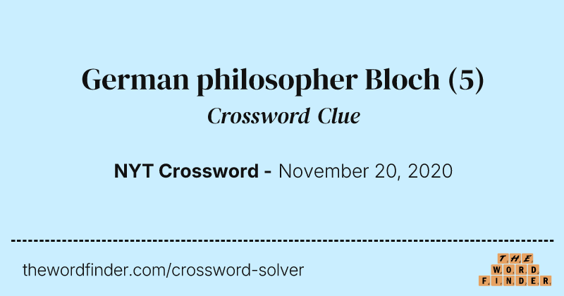 German philosopher Bloch crossword clue image