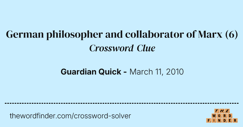 German philosopher and collaborator of Marx crossword clue image