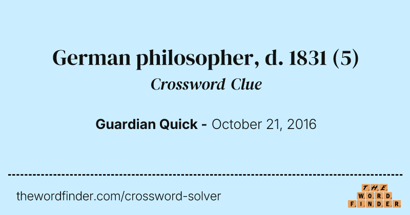 German philosopher, d. 1831 crossword clue image