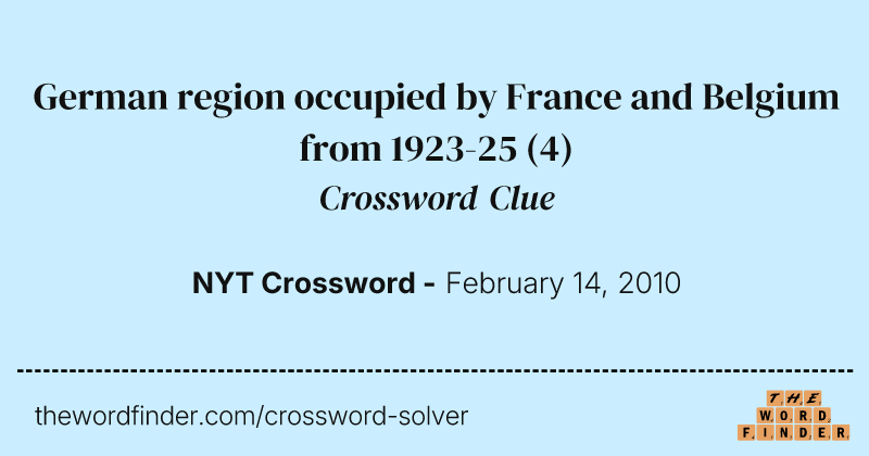 German region occupied by France and Belgium from 1923-25 crossword clue image