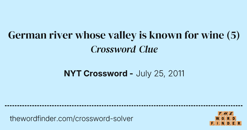 German river whose valley is known for wine crossword clue image