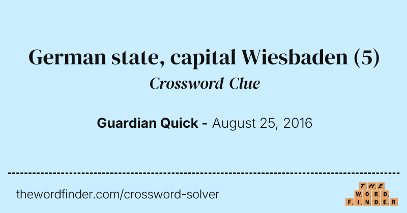 German state, capital Wiesbaden crossword clue image