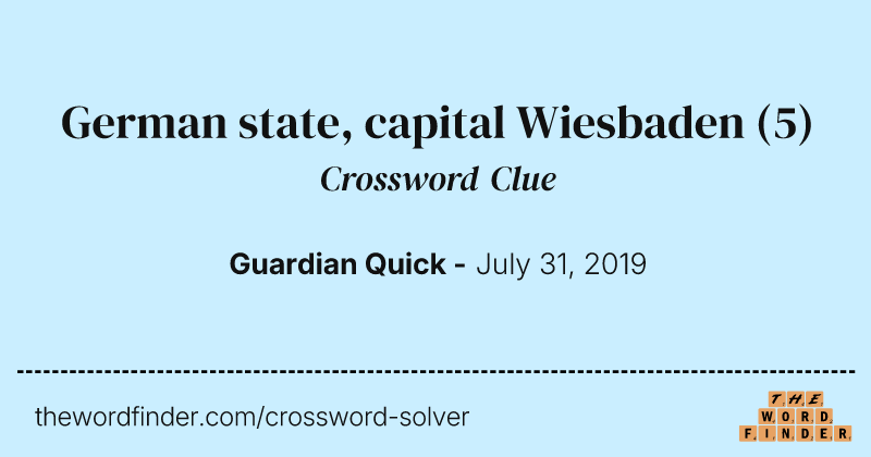 German state, capital Wiesbaden crossword clue image