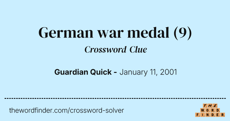 German war medal crossword clue image