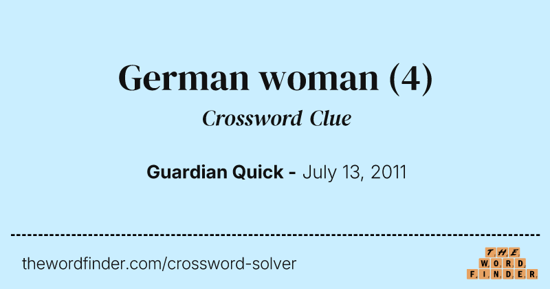 German woman crossword clue image