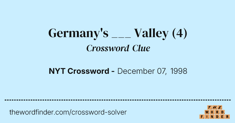 Germany's ___ Valley crossword clue image