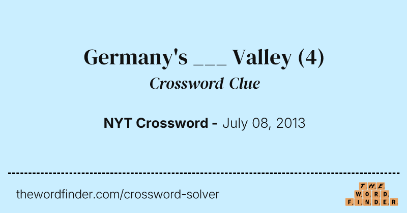 Germany's ___ Valley crossword clue image