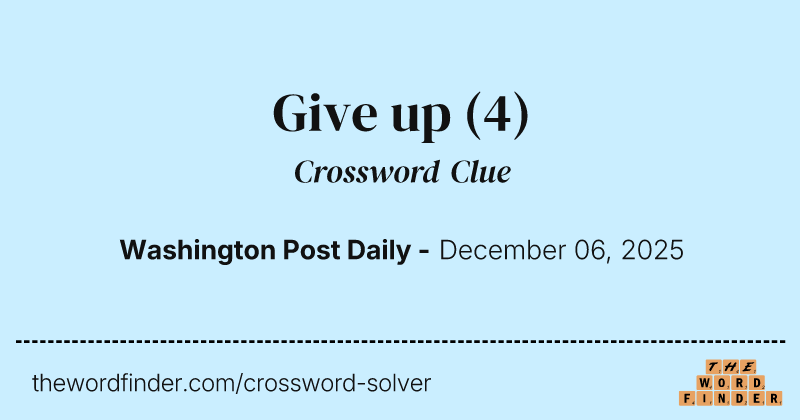 Give up crossword clue image