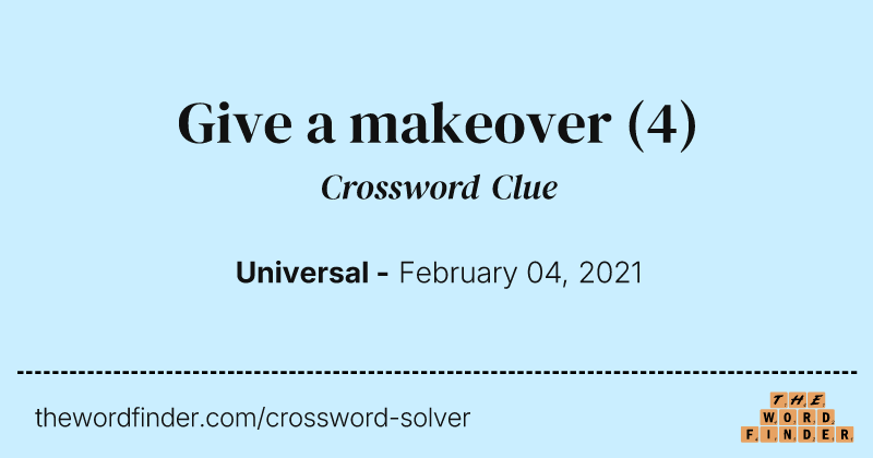 Give a makeover crossword clue image