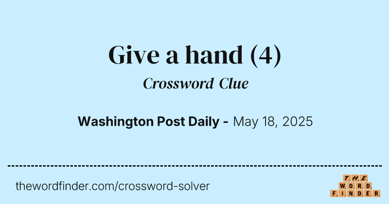 Give a hand crossword clue image