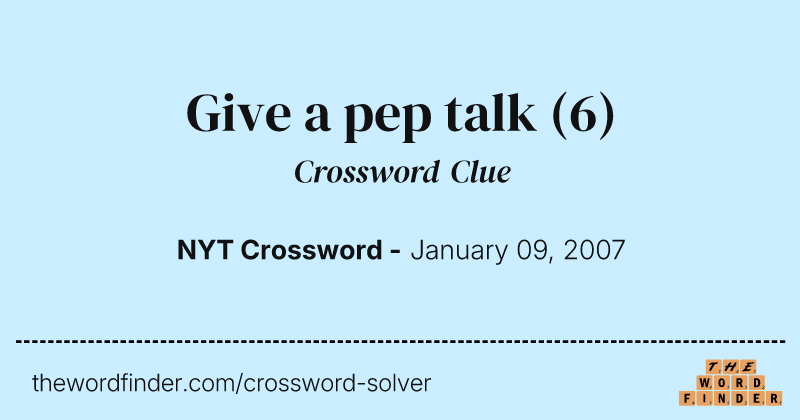 Give a pep talk crossword clue image