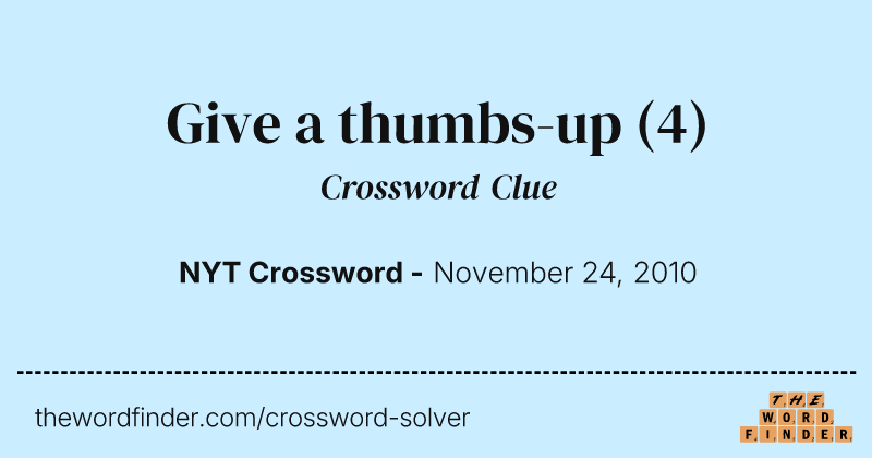 Give a thumbs-up crossword clue image