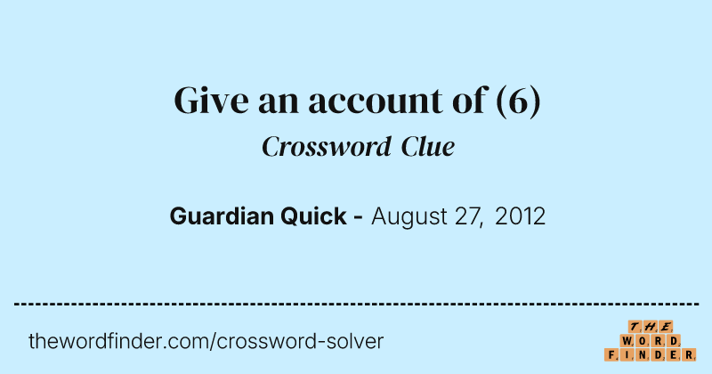 Give an account of crossword clue image