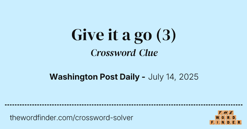 Give it a go crossword clue image