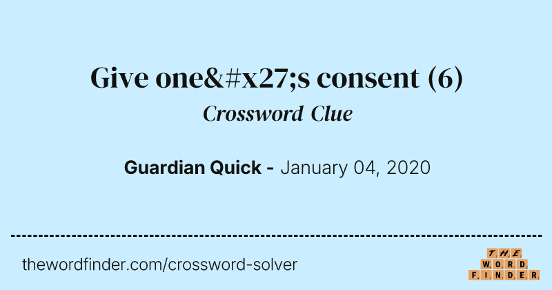 Give one's consent crossword clue image