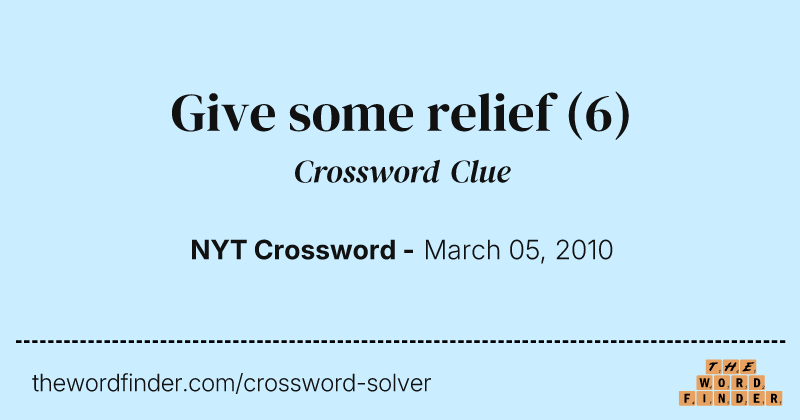 Give some relief crossword clue image