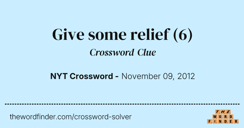 Give some relief crossword clue image