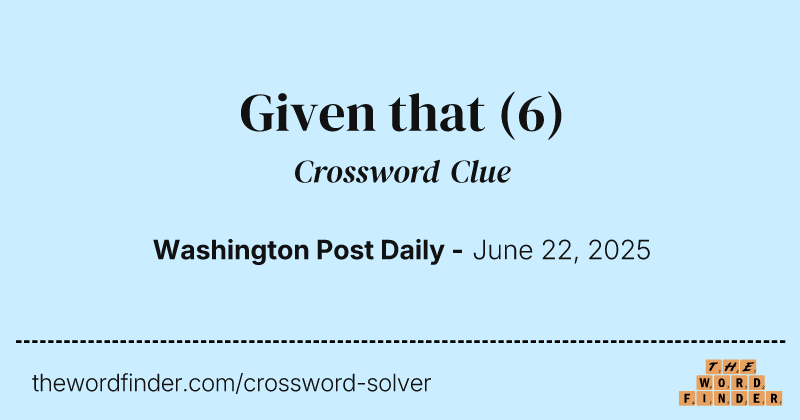 Given that crossword clue image