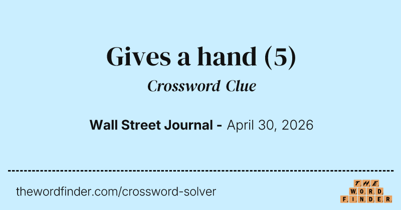 Gives a hand crossword clue image