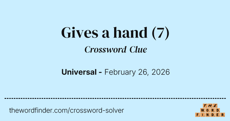 Gives a hand crossword clue image