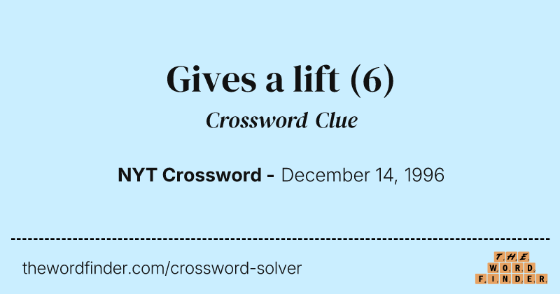 Gives a lift crossword clue image