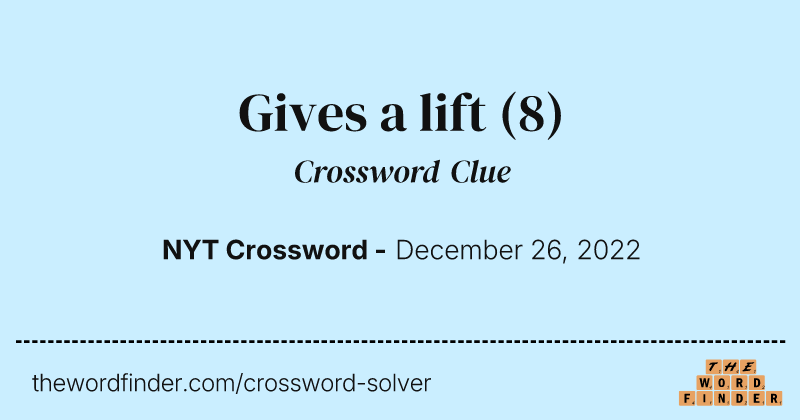 Gives a lift crossword clue image