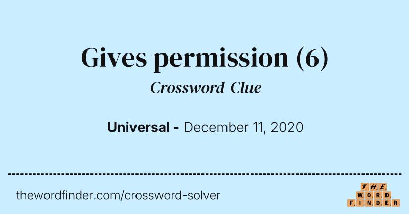 Gives permission crossword clue image