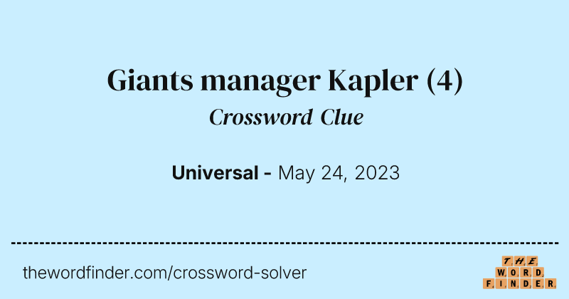 Giants manager Kapler crossword clue image