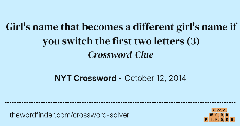 Girl's name that becomes a different girl's name if you switch the first two letters crossword clue image