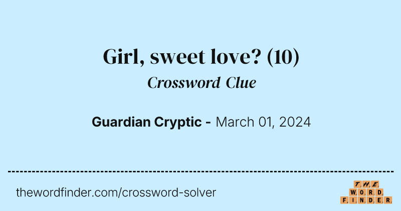 Girl, sweet love? crossword clue image