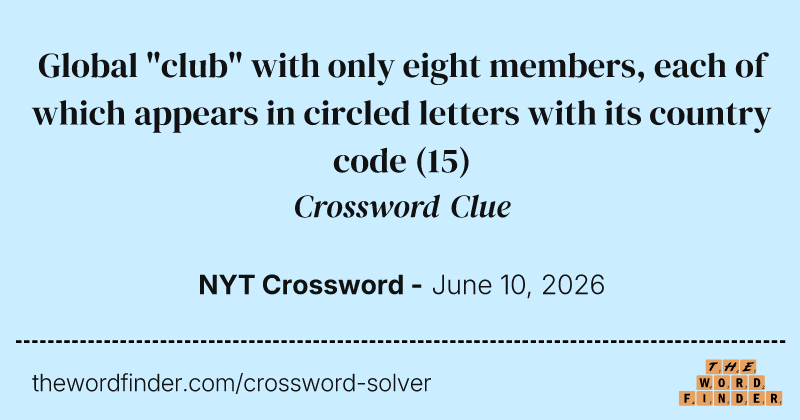 Global "club" with only eight members, each of which appears in circled letters with its country code crossword clue image