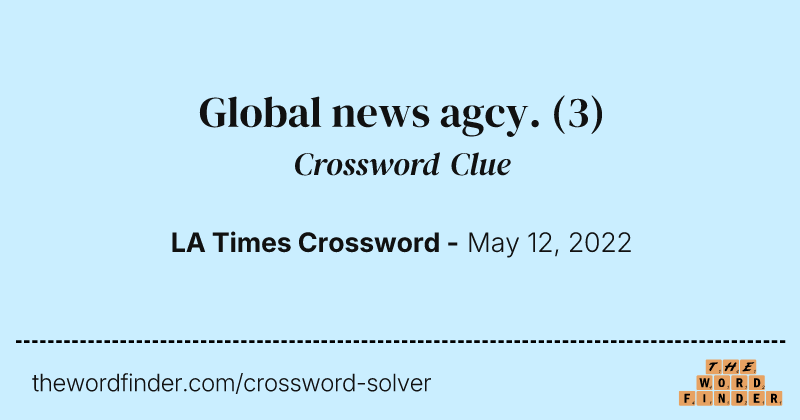 Global news agcy. crossword clue image