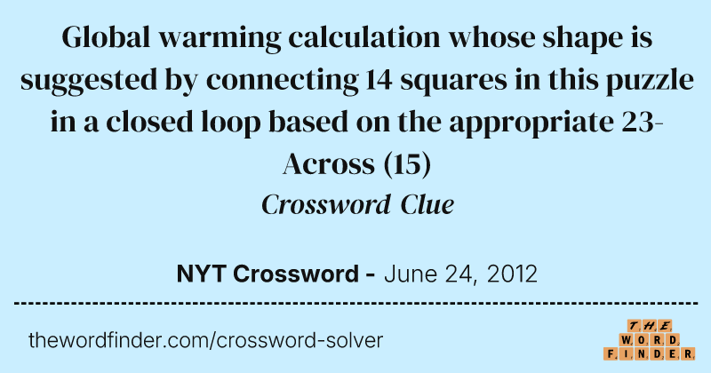 Global warming calculation whose shape is suggested by connecting 14 squares in this puzzle in a closed loop based on the appropriate 23-Across crossword clue image