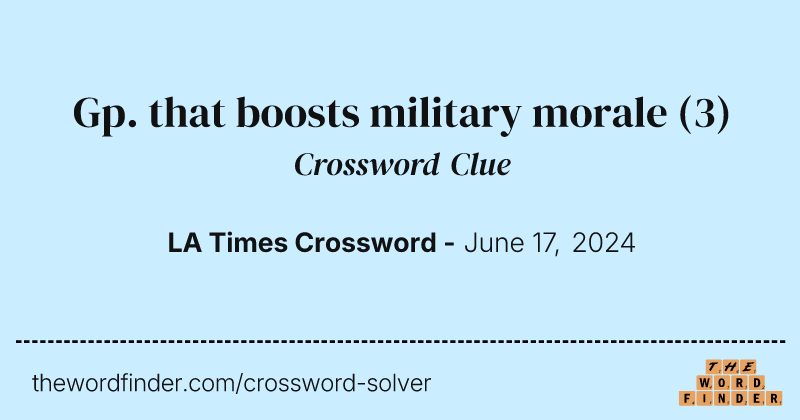 Gp. that boosts military morale crossword clue image