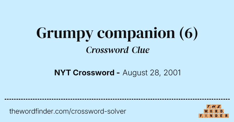 Grumpy companion crossword clue image
