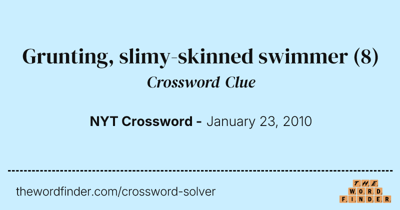 Grunting, slimy-skinned swimmer crossword clue image