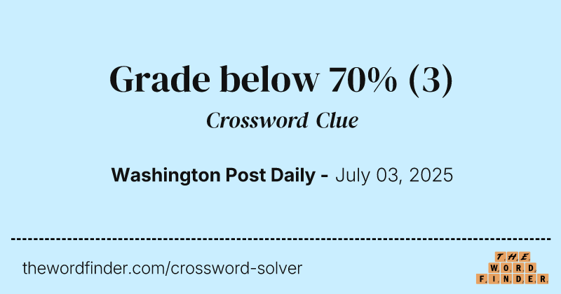 Grade below 70% crossword clue image